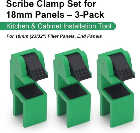 Scribe Clamp Set for 18mm Cabinet Panels 3 Pack | Fits 18mm Cabinet And Filler Panels, Fast Cabinet Installation, Repeatable Alignment, Woodworking Jig, Includes 3 Clamps in Kuwait