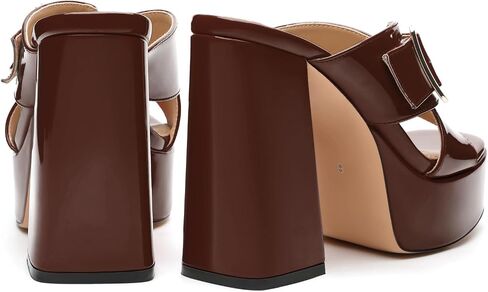 KUOARN Platform Heels for Women Slip On Mules Chunky Block Heel Sandals | 4.3 Inch Womens Heels Sandals with Adjustable Buckle Open Toe Retro Block Heels Dress Shoes for Prom Wedding Party Daily Wear in Kuwait