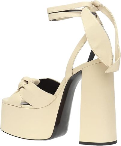 Goolita Metallic Lace Up Chunky Heel Platform Heels For Women Open Toe Slingback Ankle Strap Heeled Sandals Bow Sexy Fashion Evening Party Shoes in Kuwait