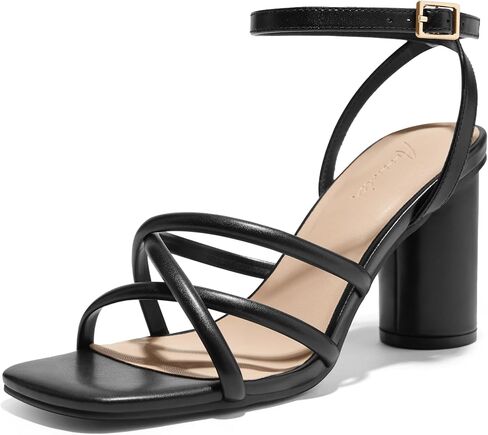 Arromic Womens Sandals Square Open Toe Strappy Pump Ankle Buckle Chunky High Heeled Sandals for Wedding Prom Party Shoes in Kuwait