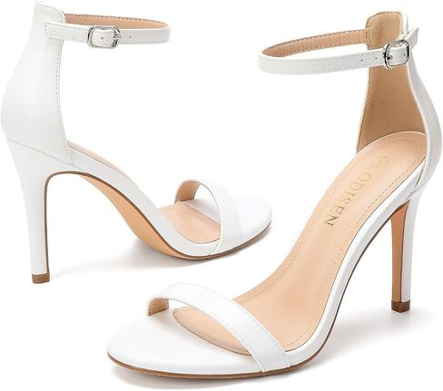 Odisen Women's Open Toe Stiletto Heels | 4-Inch Round Toe Heeled Sandals with Ankle Strap in Kuwait