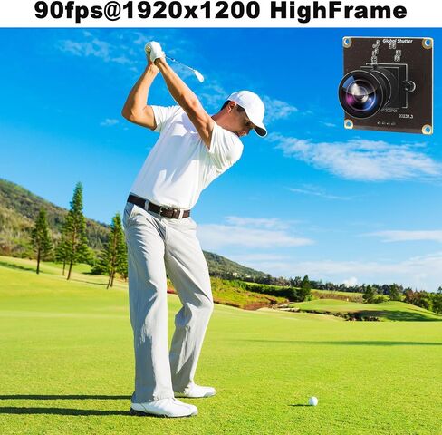 2MP Global Shutter USB Camera Module, 90FPS High Speed Camera | 120Degree Wide Angle Webcam, Golf Swing Camera for Windows, Linux, Android, Mac OS in Kuwait