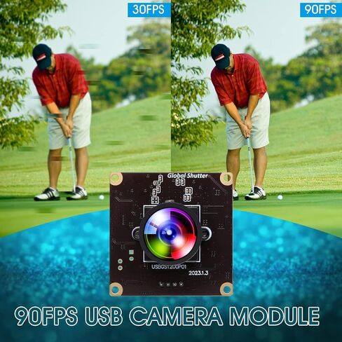 2MP Global Shutter USB Camera Module, 90FPS High Speed Camera | 120Degree Wide Angle Webcam, Golf Swing Camera for Windows, Linux, Android, Mac OS in Kuwait