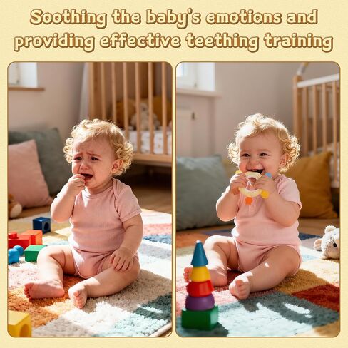Baby Teething Rings Rattle Toys - BPA-Free Silicone Teether for 0-24 Months Infants & Toddlers, Safe Soft Chew Toys with Rattle Sound, Essential Teething Relief for Babies in Kuwait