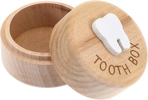 Tooth Fairy Box - Wooden Tooth Holder for Kids Teeth, Carved Lost Baby Teeth Keepsake Storage Box for Little Boys Girls First Lost Teeth and Fairy Gifts in Kuwait