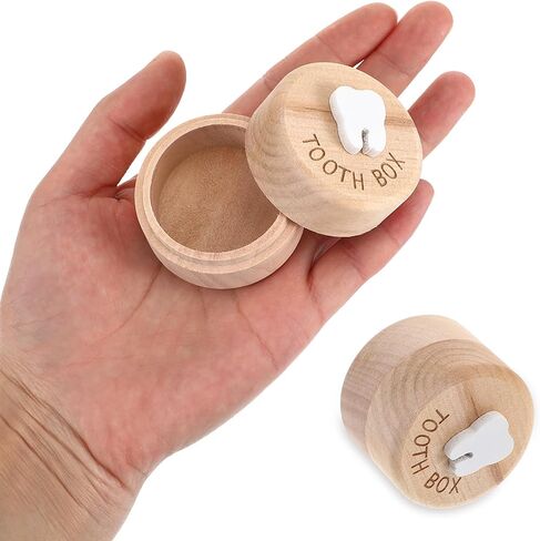 Tooth Fairy Box - Wooden Tooth Holder for Kids Teeth, Carved Lost Baby Teeth Keepsake Storage Box for Little Boys Girls First Lost Teeth and Fairy Gifts in Kuwait