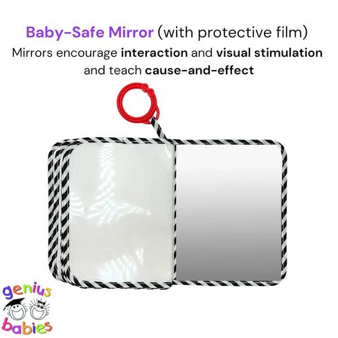 Baby's First Photo Album Soft Fabric, Holds 17 Photos, Built-In Baby Safe Mirror & High Contrast Images, Wipe Clean, Keepsake Gift for Newborns, Infants & Toddlers in Kuwait
