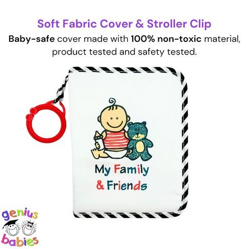 Baby's First Photo Album Soft Fabric, Holds 17 Photos, Built-In Baby Safe Mirror & High Contrast Images, Wipe Clean, Keepsake Gift for Newborns, Infants & Toddlers in Kuwait