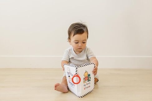 Baby's First Photo Album Soft Fabric, Holds 17 Photos, Built-In Baby Safe Mirror & High Contrast Images, Wipe Clean, Keepsake Gift for Newborns, Infants & Toddlers in Kuwait