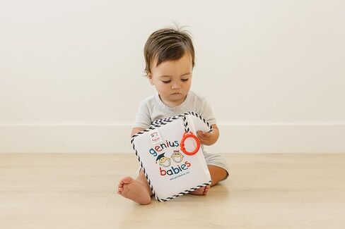 Baby's First Photo Album Soft Fabric, Holds 17 Photos, Built-In Baby Safe Mirror & High Contrast Images, Wipe Clean, Keepsake Gift for Newborns, Infants & Toddlers in Kuwait