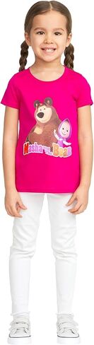 Masha and the Bear Short Sleeve Graphic Logo T-Shirt, Machine Washable, Comfortable Stylish Crewneck Beetroot Purple in Kuwait