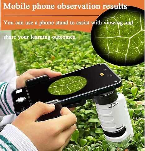 New Mini Portable Microscope Handheld,60x–120x Magnification,Includes 12 Pre-Prepared Biological Slides and LED Light,Ideal for Science Experiments,Classroom Learning,and Nature Observation (White) in Kuwait