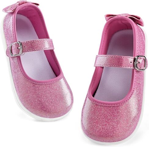 WateLves Toddler Girls Wide Ballet Flats Little Kids Mary Jane Dress Shoes | Little Girls Kids Ballerina Flats Bow Princess Shoes for Wedding Party Church School Uniform with Hook and Loop in Kuwait
