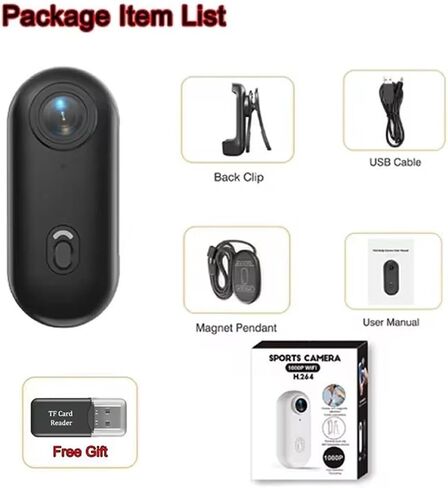 4K Magnetic Pocket Wearable Sports Camera WiFi with Waterproof Shell for Bike Motorcycle Casual Cycling Vlog Recording in Kuwait