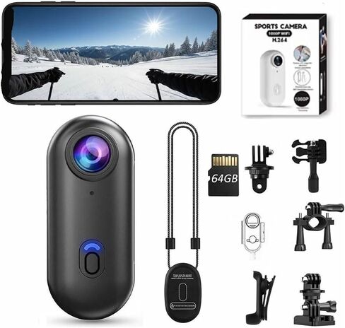 4K Magnetic Pocket Wearable Sports Camera WiFi with Waterproof Shell for Bike Motorcycle Casual Cycling Vlog Recording in Kuwait