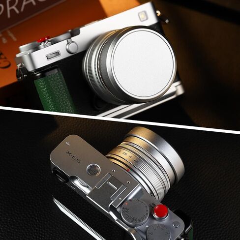 Haoge Squaret Metal Lens Hood for Fujifilm XF23mm F2.8 on XE5 Cemera Body kit Fujinon XF27mmF2.8 R WR Lense 39mm Screw-in Hood Silver,with Metal Cap in Kuwait