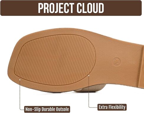 Project Cloud 100% Genuine Leather Sandals Women Flats For Women (Jannel) | Sandals for Women Fashion Flat Womens Sandals with Memory Foam Insole Slides Sandals Footwear Mules Women's Sandals in Kuwait