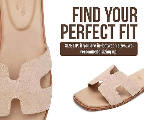 Project Cloud 100% Genuine Leather Sandals Women Flats For Women (Jannel) | Sandals for Women Fashion Flat Womens Sandals with Memory Foam Insole Slides Sandals Footwear Mules Women's Sandals in Kuwait