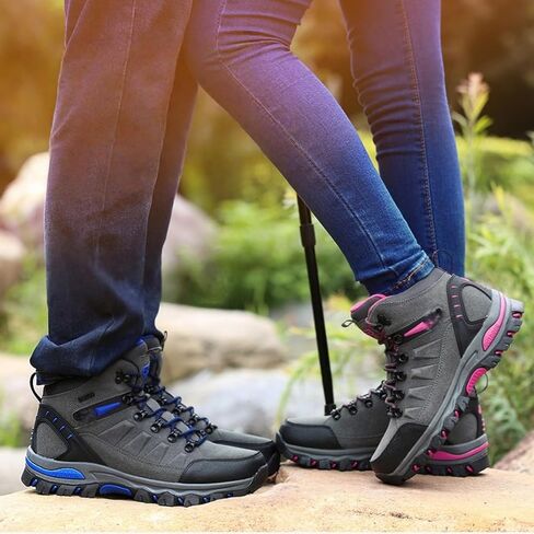 Men'S Women'S Stylish High Top Durable Hiking Boots Lightweight Suede For Daily Wear Trekking Shoes Comfortable Non-Slip Lace-Up Shoes in Kuwait