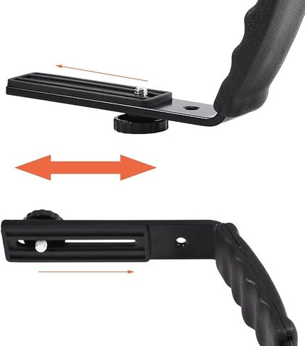 L Shape Flash Bracket Holder, Dual Hot Shoe Mount for External Flash with Ergonomic Handle, Compatible with 120 135 Film Cameras and DV Camcorders in Kuwait