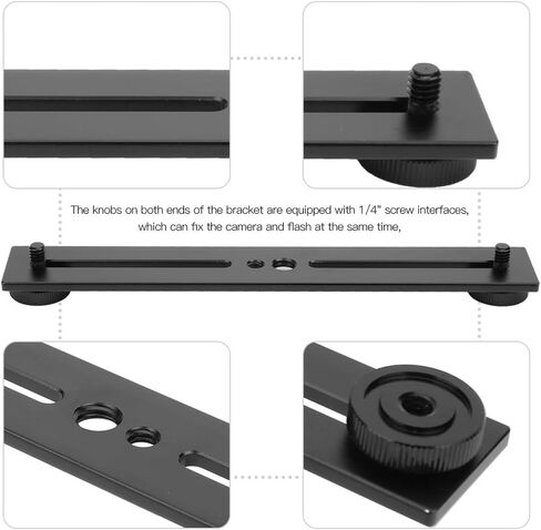 Generic 1/4" Dual Flash Bracket Dual Head Flash Holder with 1/4" & 3/8" Screw Holes for Camera Light Stand Tripod Aluminum Alloy Portable in Kuwait