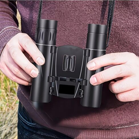 HD Compact Binoculars for Birdwatching, 10x25 High Powered Folding Telescope for Adult Nature Lovers Black in Kuwait