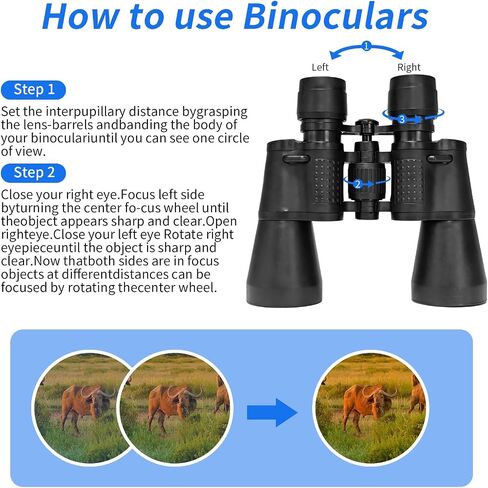 7x50 Binoculars for Adults – HD Compact Low Magnification Binocular 7X Wide Field of View for Bird Watching, Stargazing, Hunting, Travel & Sports Events in Kuwait