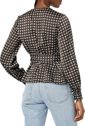 Sweet Baby Jamie Women's Geo Print Tie Front Blouse in Kuwait