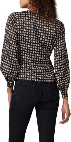 Sweet Baby Jamie Women's Geo Print Tie Front Blouse in Kuwait