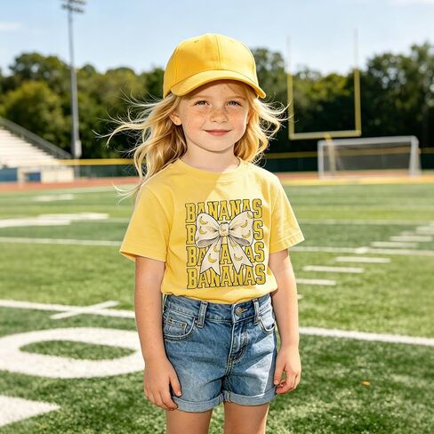 MODNTOGA Toddler Girls Banana Shirt Kids Cute Banana Bow Print T-Shirt Short Sleeve Funny Baseball Graphic Summer Tee Tops in Kuwait