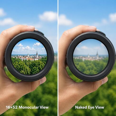 16X52 High Power Monocular Telescope, HD Clear View Portable for Adults, Outdoor Gear for Hiking Hunting, Birthday Gift for Men in Kuwait