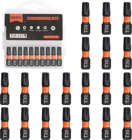 BAIDETS Pro T27 Bit Assortment - Screwdriver Bits Set 20Pcs, 25mm Length, Torx Screwdriver Bit, 1/4 Inch Hex Shank, with Storage Box in Kuwait
