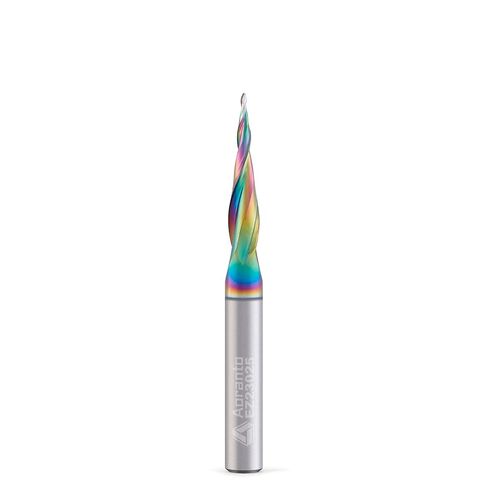 EZ23025 6.2° Tapered Ball Nose CNC Router Bit 1/4 Inch Shank, Industrial Quality Extra Long Life Coating Solid Carbide Spiral End Mill for 3D Carving Engraving, 2 Flutes 1/32" Tip Dia x 1" CL in Saudi Arabia