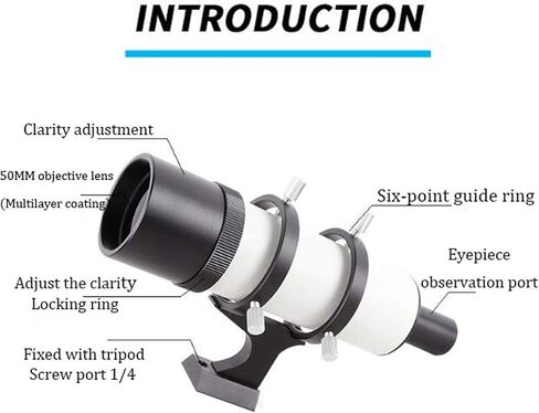 Monocular Telescope, High Power Astronomical Telescope Accessories Optical Finder Tube Finder Scope with Black and White Bracket 7X50 Lightweight for Specific Area Observation Binoculars in Kuwait