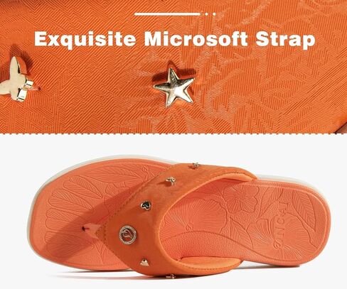 ONCAI Women's Flat Studded Flip Flops Summer Beach Trendy Dressy Walking Sandals with Outdoor Rubber Sole US Size 6-11 in Kuwait