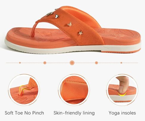 ONCAI Women's Flat Studded Flip Flops Summer Beach Trendy Dressy Walking Sandals with Outdoor Rubber Sole US Size 6-11 in Kuwait