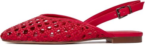 Woven Slingback Flats for Women Square Toe Woven Mesh Sandals with Adjustable Buckle Comfortable Dressy Low Heel Shoes in Kuwait