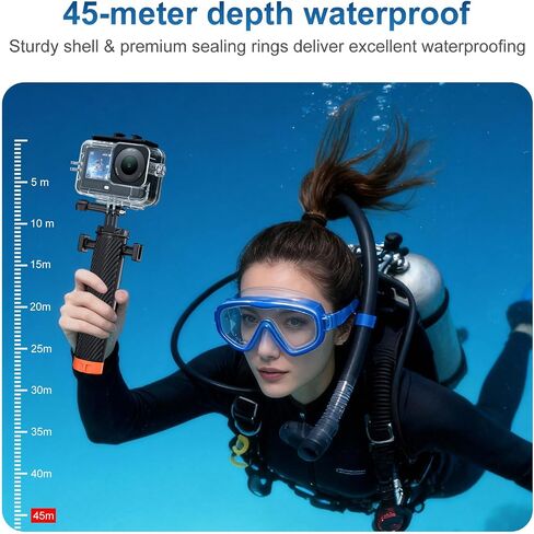 148FT/45M Underwater Waterproof Housing Case with 3Pack Filters for DJI OSMO Action 6, Underwater Dive Cover Diving Protective Shell for DJI Osmo Action6 Camera Accessories in Kuwait