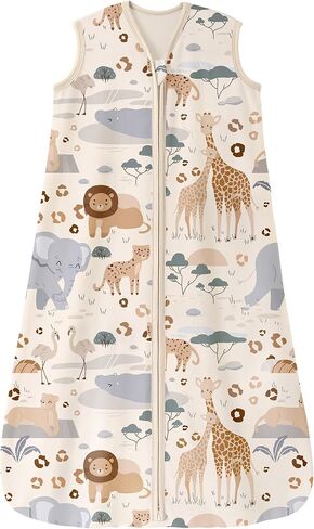 Unnivoll Baby Sleep Sack 12-18 Months 100% Cotton Lightweight 0.5 TOG Wearable Blanket Baby Sleep Bag with 2-Way Zipper for Infant Toddler Apricot Elephant in Kuwait