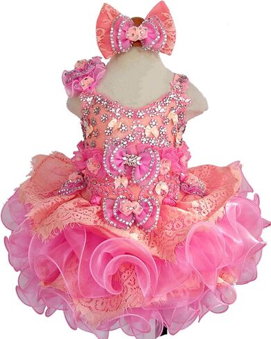 Jenniferwu G274 Infant Toddler Baby Newborn Little Girl's Pageant Party Birthday Dress Pink (as1, Age, 4_Years) in Kuwait