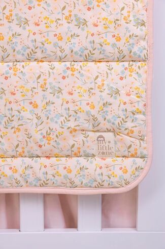 Floral Cotton Bundle Pink Crib Skirt Reversible Baby Blanket and Fitted Crib Sheets for Standard Cribs Baby Girl Nursery Bedding Designed in France in Kuwait