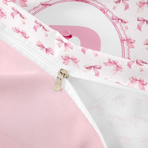 Feelyou Cute Bow Duvet Cover Toddler Size Initial Letter P Bedding Set for Boys Girls Pink Dreamy Style Comforter Cover Bedroom Decor 2Pcs in Kuwait