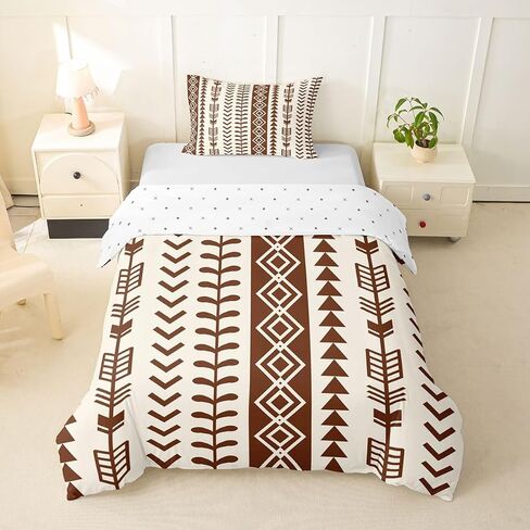 Erosebridal Boho Arrow Toddler Duvet Cover Beige Brown Western Aztec Bedding Set Southwestern Native Bohemian Comforter Cover for Kids Boys Girls,Rustic Farmhouse Bed Set in Kuwait