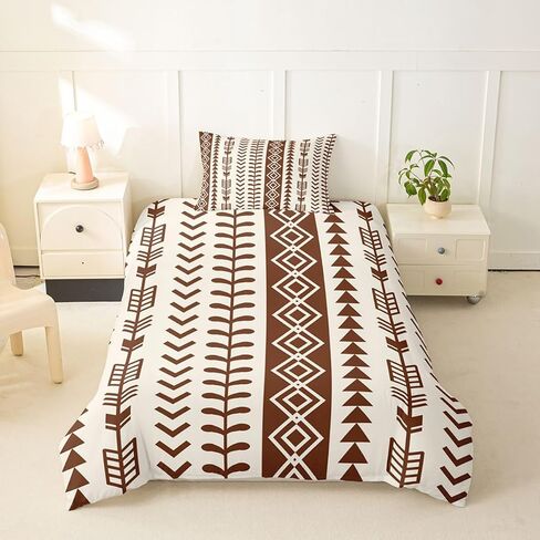 Erosebridal Boho Arrow Toddler Duvet Cover Beige Brown Western Aztec Bedding Set Southwestern Native Bohemian Comforter Cover for Kids Boys Girls,Rustic Farmhouse Bed Set in Kuwait