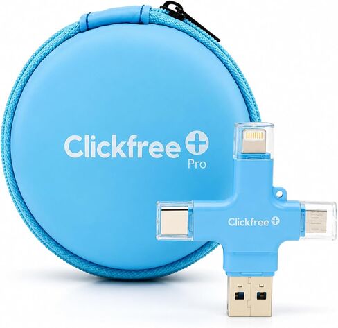 Clickfree Pro 128GB 4-in-1 Photo & Video Backup Device for iPhone, Android, iPad & Mac – Includes Photo Book Voucher + Unlimited AI Credits (Pearl White) in Kuwait