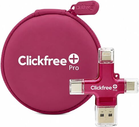 Clickfree Pro 128GB 4-in-1 Photo & Video Backup Device for iPhone, Android, iPad & Mac – Includes Photo Book Voucher + Unlimited AI Credits (Pearl White) in Kuwait