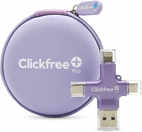 Clickfree Pro 128GB 4-in-1 Photo & Video Backup Device for iPhone, Android, iPad & Mac – Includes Photo Book Voucher + Unlimited AI Credits (Pearl White) in Kuwait
