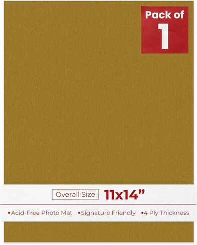 Metallic Gold 11x14 Uncut Mat Board - Blank Sheet, No Opening - 1 Mat in Kuwait