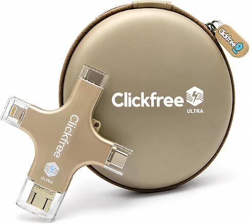 Clickfree Ultra 128GB 4-in-1 Photo & Video Backup Device for iPhone, Android, iPad & Mac – Includes Photo Book Voucher + Unlimited AI Credits (Beige) in Kuwait