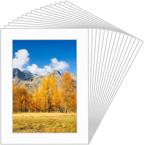 15 Pack White Pre-Cut 6x8 Picture Mounts for 5x7 Pictures Display, Frame Matted Photo Frame Mat Acid-Free Picture Mats Bevel Photo Board Show for Photos, Prints, Artworks in Kuwait